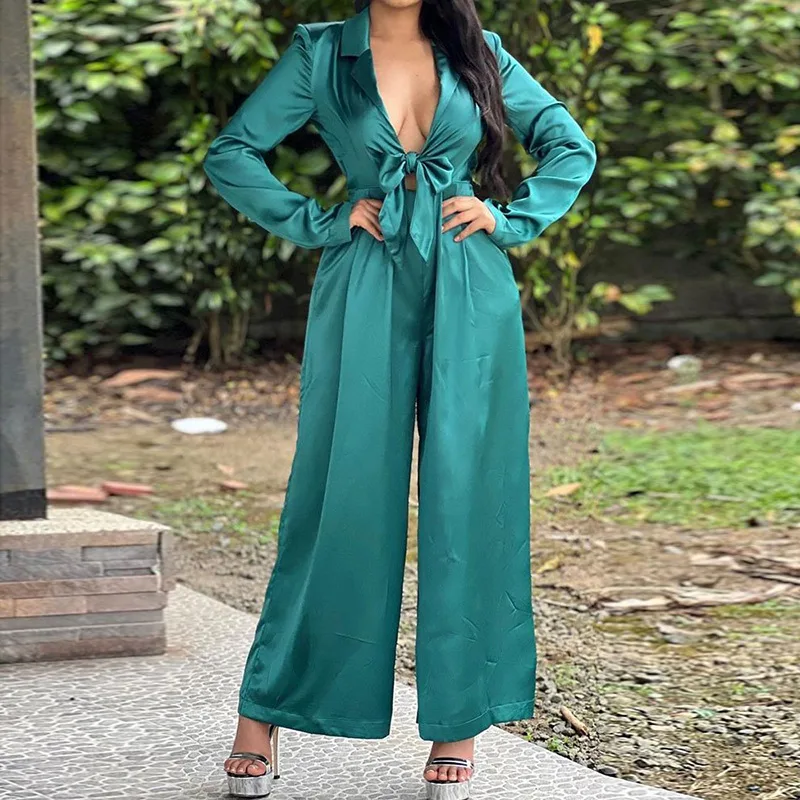 New 2023 Spring/Summer Women's Dress Temperament Commuter Elegant Solid Lace up Wide Leg Jumpsuit
New 2023 Spring/Summer Women's Dress Temperament Commuter Elegant Solid Lace up Wide Leg Jumpsuit