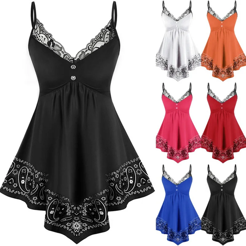 Sleeveless Top Women Lace Insert Tank Tops Printed Blouse Summer Sexy Casual Camisole blouse Vest 2022 Clothes Ropa Mujer
Sleeveless Top Women Lace Insert Tank Tops Printed Blouse Summer Sexy Casual Camisole blouse Vest 2022 Clothes Ropa Mujer