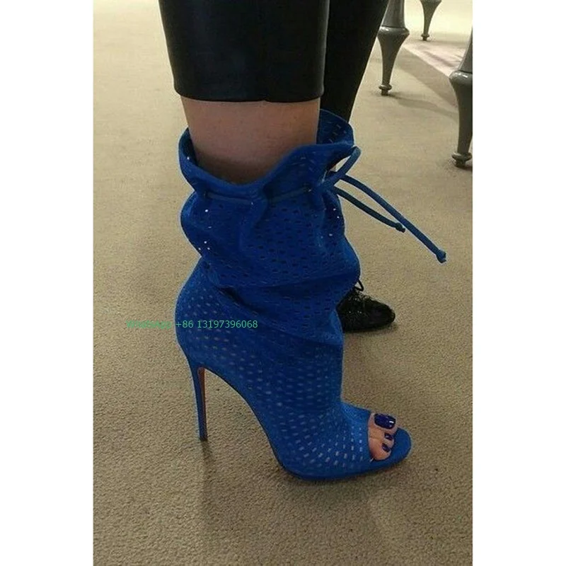 dark blue cutout peep toe lace-up ankle boots & sandals plus size stilettos everyday spring fall pleated footwear footwear 43
dark blue cutout peep toe lace-up ankle boots & sandals plus size stilettos everyday spring fall pleated footwear footwear 43