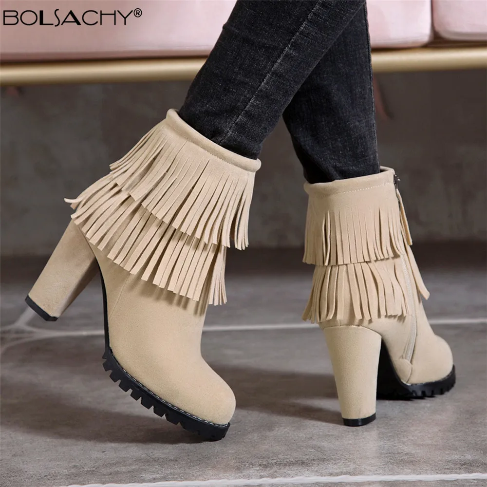 Female Boots Tassel Round Toe Nubuck Leather Ankle Boots High Heels Autumn Winter Boots Women Girls Shoes Big Size 32-45 Black
Female Boots Tassel Round Toe Nubuck Leather Ankle Boots High Heels Autumn Winter Boots Women Girls Shoes Big Size 32-45 Black