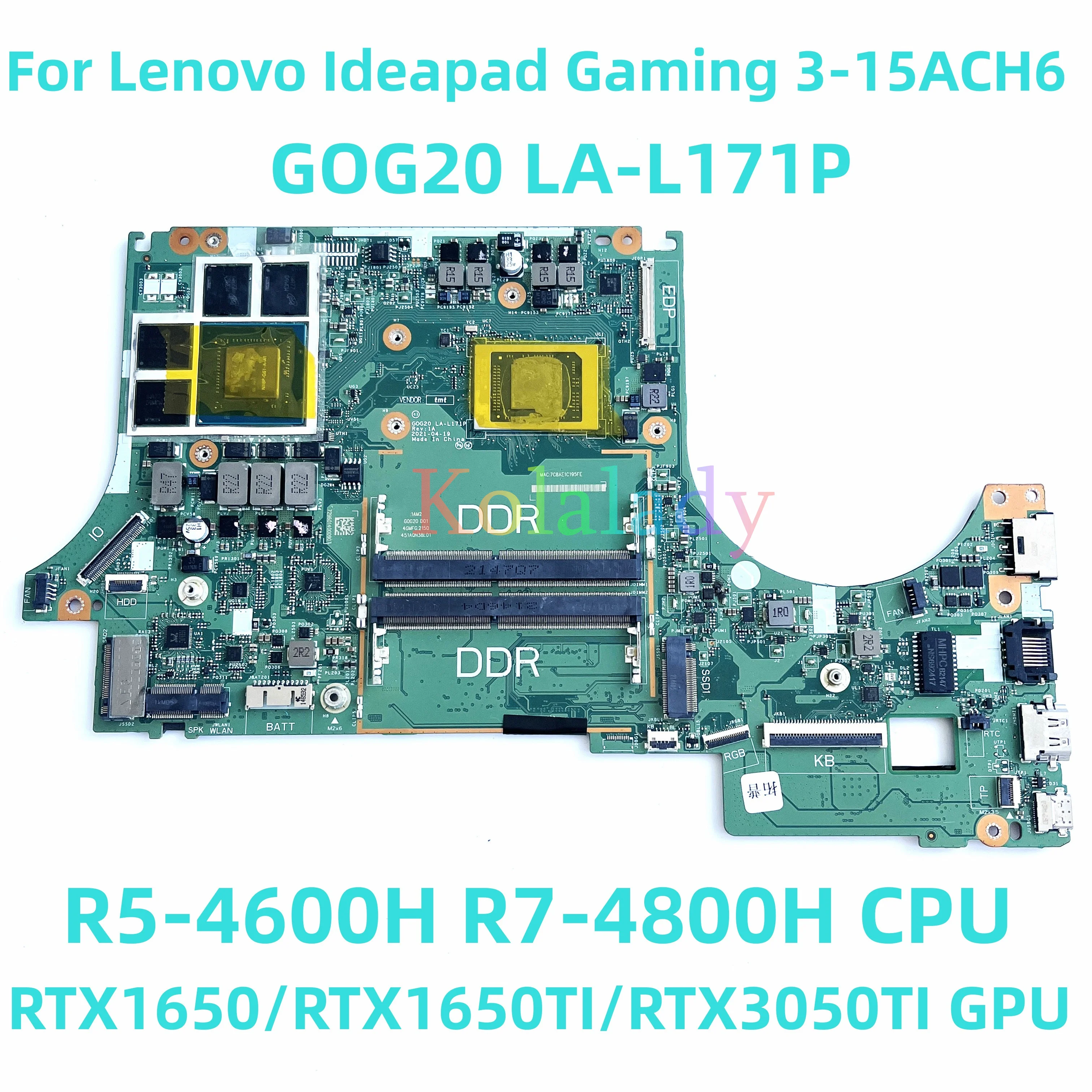 Для ноутбука Lenovo Ideapad Gaming 3-15ACH6, материнская плата для ноутбука, быстрая работа, LA-L171P CPU RTX1650/RTX1650TI/RTX3050TI GPU
Для ноутбука Lenovo Ideapad Gaming 3-15ACH6, материнская плата для ноутбука, быстрая работа, LA-L171P CPU RTX1650/RTX1650TI/RTX3050TI GPU