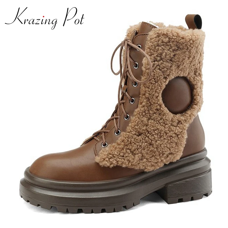 Сапоги Krazing Pot из шерсти и коровьей кожи, с круглым носком, на толстом высоком каблуке, на плоской подошве, теплые водонепроницаемые Брендовы...
Сапоги Krazing Pot из шерсти и коровьей кожи, с круглым носком, на толстом высоком каблуке, на плоской подошве, теплые водонепроницаемые Брендовы...