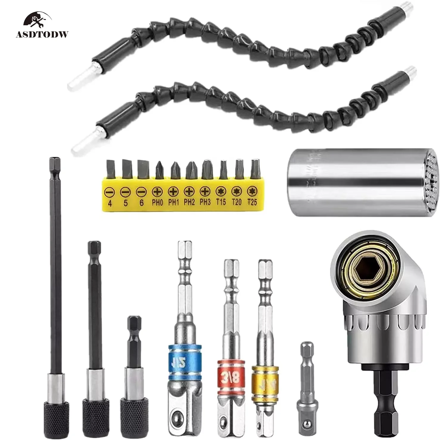 Flexible Drill Bit Extension Universal Socket Wrench Tool Set, 1/4 3/8 1/2 Universal Socket Adapter Screwdriver Bit Kit
Flexible Drill Bit Extension Universal Socket Wrench Tool Set, 1/4 3/8 1/2 Universal Socket Adapter Screwdriver Bit Kit