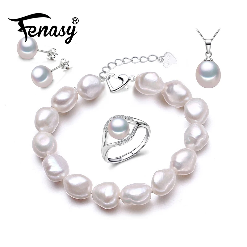 FENASY S925 Sterling Silver Natural Pearl Bracelet necklaces pendants Ring Earrings Jewelry Sets for Women Anniversary Idea GIFT
FENASY S925 Sterling Silver Natural Pearl Bracelet necklaces pendants Ring Earrings Jewelry Sets for Women Anniversary Idea GIFT