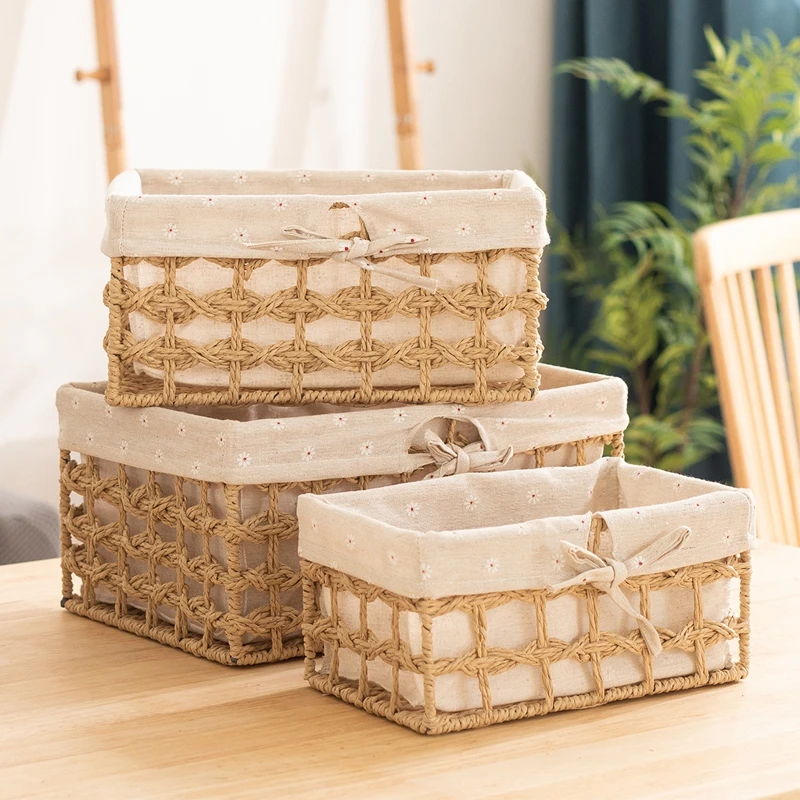 Handmade Storag Basket Woven Storage Baskets Desktop Sundries Organizer Snacks Cosmetic Organizer Box Panier Rangement Osier
Handmade Storag Basket Woven Storage Baskets Desktop Sundries Organizer Snacks Cosmetic Organizer Box Panier Rangement Osier