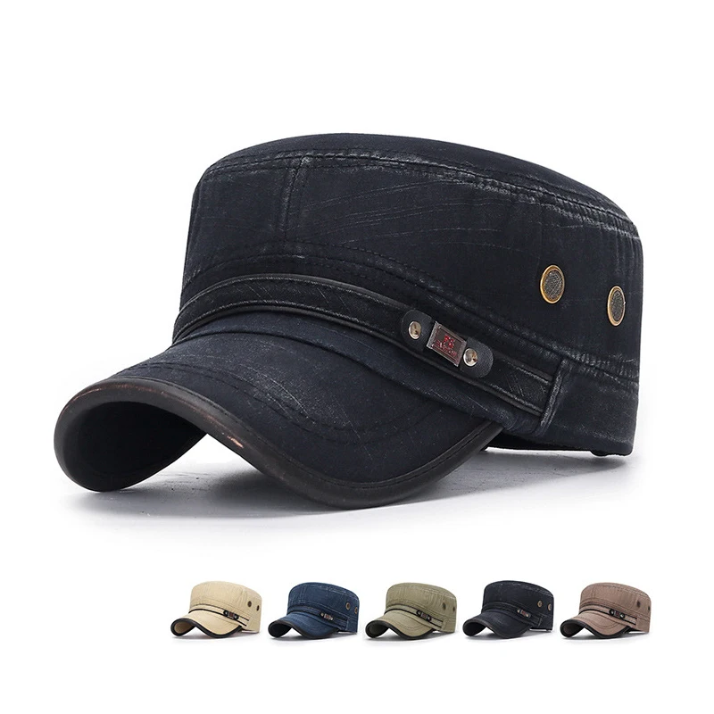 Vintage Washed Cotton Military Caps Flat Top Mens Adjustable Fitted Thicker Cap Sunshade Ear Caps Winter Warm Hat
Vintage Washed Cotton Military Caps Flat Top Mens Adjustable Fitted Thicker Cap Sunshade Ear Caps Winter Warm Hat