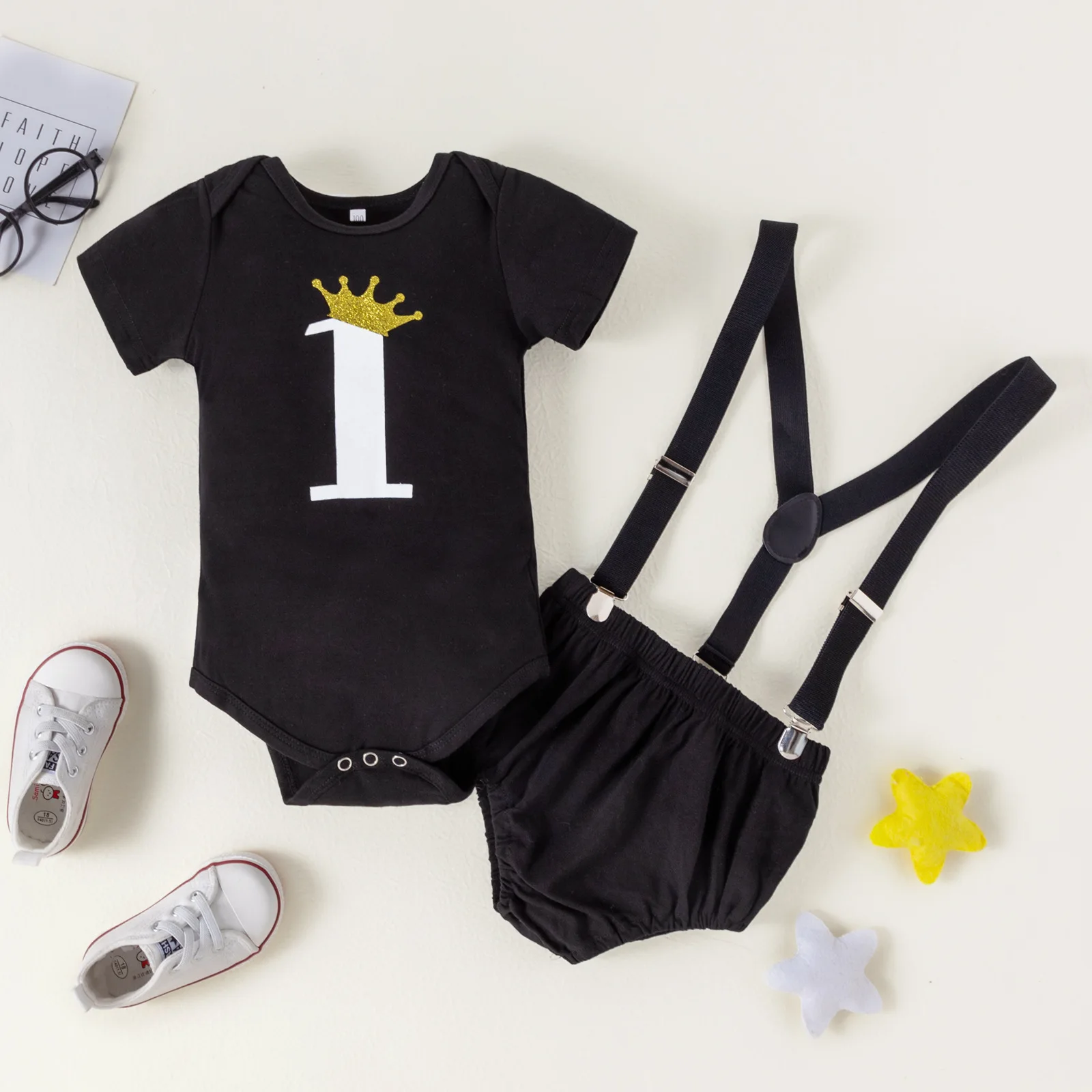 2022 Baby Boy Clothes Infant Clothing Sets Toddler Crown First One Birthday Bodysuit + Suspender Shorts Children Casual Outfits
2022 Baby Boy Clothes Infant Clothing Sets Toddler Crown First One Birthday Bodysuit + Suspender Shorts Children Casual Outfits