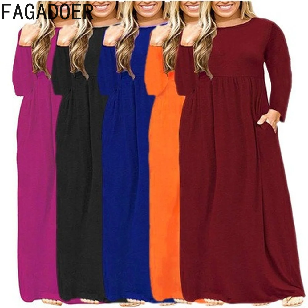 FAGADOER Casual Solid Loose Dresses Women Plus Size Clothing S-5XL Spring Fall Long Sleeve A-line Floor Dress Female Streetwear
FAGADOER Casual Solid Loose Dresses Women Plus Size Clothing S-5XL Spring Fall Long Sleeve A-line Floor Dress Female Streetwear