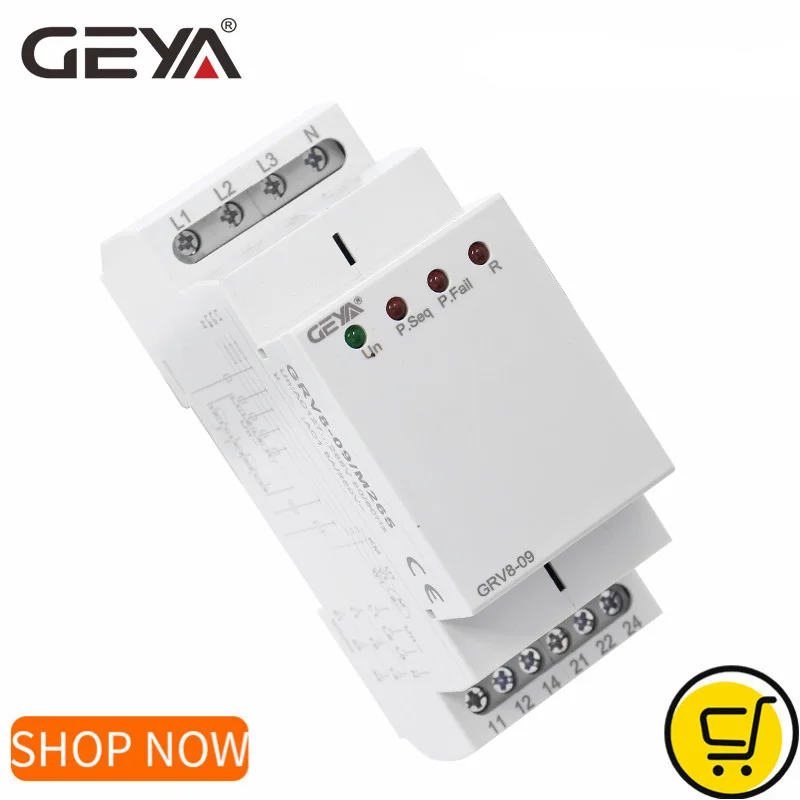 GEYA GRV8-09 Phase Sequence Relay Phase Failure Relay 8A 2SPDT Phase Monitoring Device 36mm Width
GEYA GRV8-09 Phase Sequence Relay Phase Failure Relay 8A 2SPDT Phase Monitoring Device 36mm Width