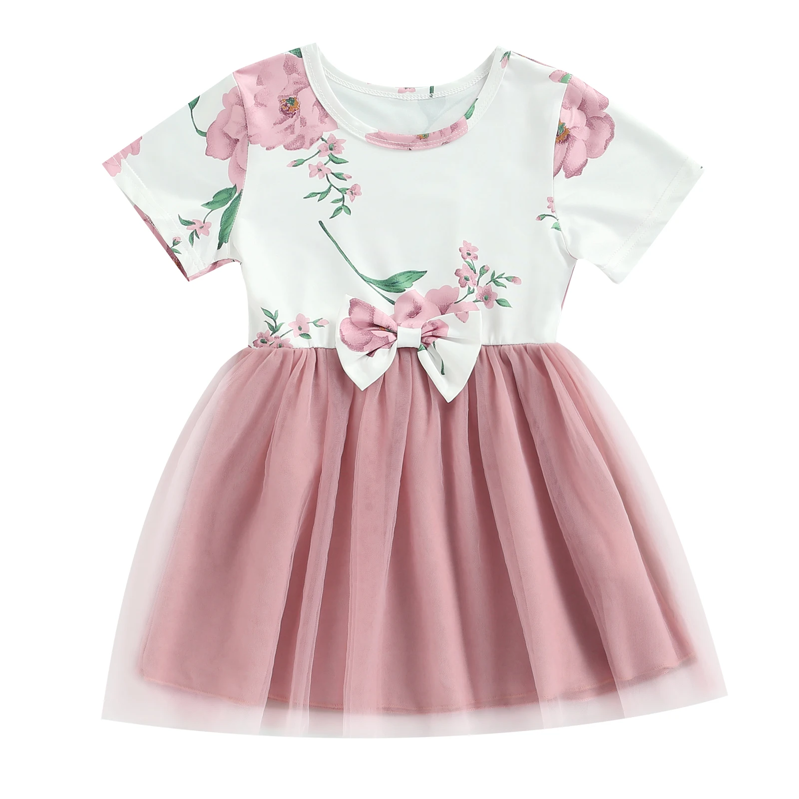 Little Summer Cotton Kids Baby Girls Dress Round Neck Short Sleeve Floral Print Bowknot Decoration Mesh Dresses for 2-7 Years
Little Summer Cotton Kids Baby Girls Dress Round Neck Short Sleeve Floral Print Bowknot Decoration Mesh Dresses for 2-7 Years