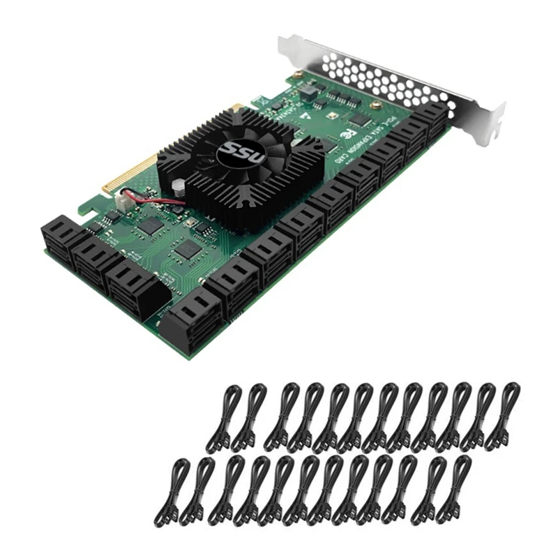 SSU PCIE X16 to 24 Port SATA3.0 Card with SATA Cables, PCIE to SATA3 Expansion Card PCIE SATA Card 6 Gbps SATA 3.0 for Mining
SSU PCIE X16 to 24 Port SATA3.0 Card with SATA Cables, PCIE to SATA3 Expansion Card PCIE SATA Card 6 Gbps SATA 3.0 for Mining