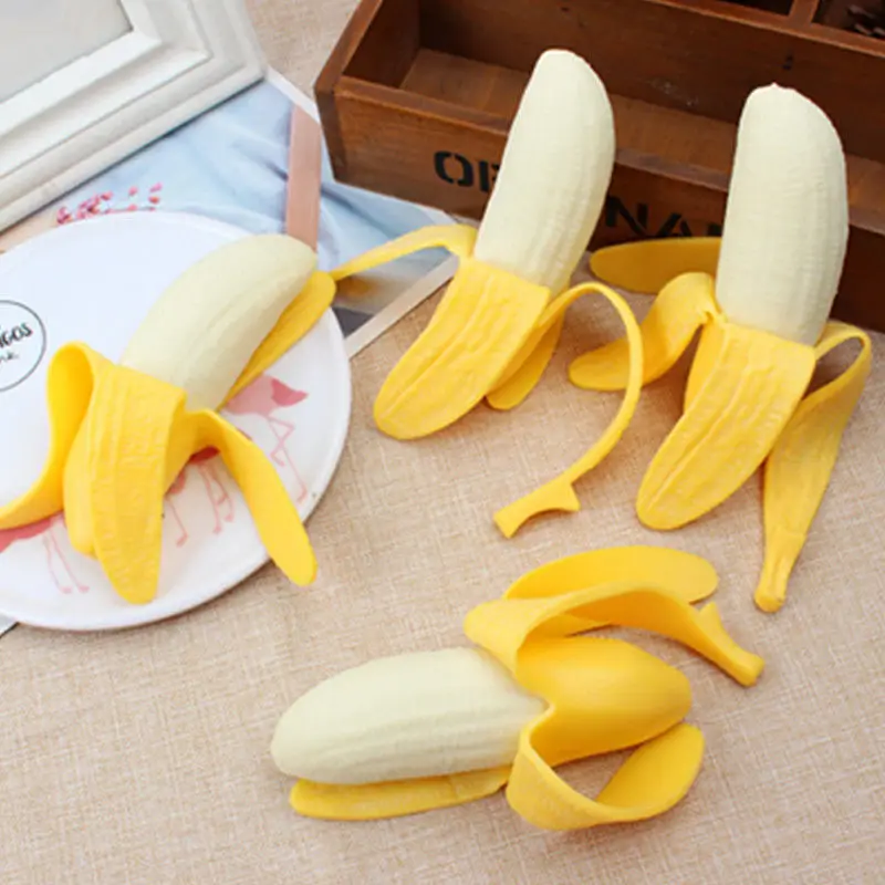 

New Creative Elastic Simulation Peeling Banana Squishy Slow Rising Squeeze Toy Mochi Healing Fun Stress Reliever Antistress Toy