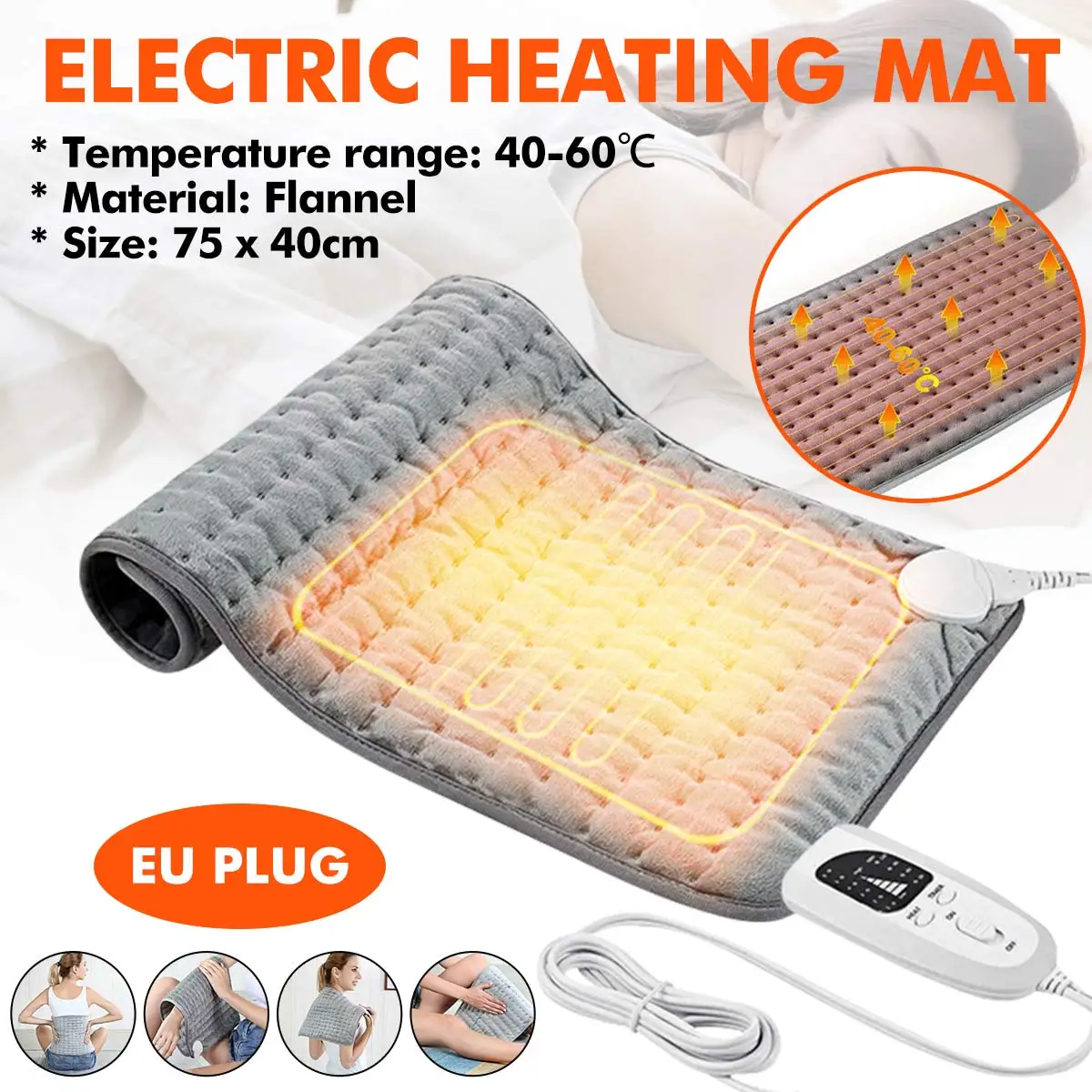 Electric Heating Pad machine washable 6 Level Temperature 4 Time Level 40cmx75cm Heating Blanket Heater Neck Shoulder Back Pain
Electric Heating Pad machine washable 6 Level Temperature 4 Time Level 40cmx75cm Heating Blanket Heater Neck Shoulder Back Pain