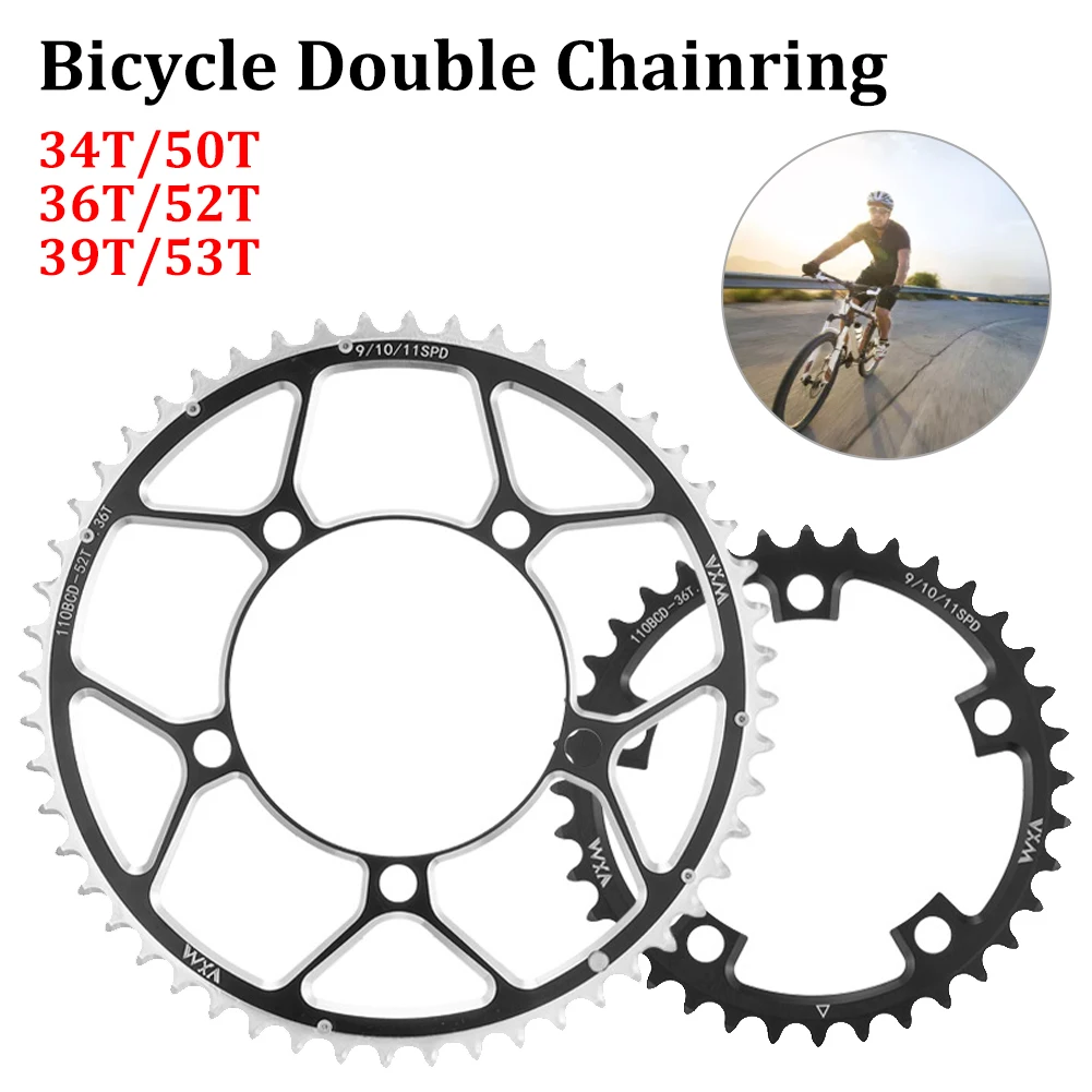 Bicycle Double Chainring 110BCD 34T/50T 36T/52T 39T/53T Aluminum Alloy Road Bike Chainwheel Plate Double Disc Bike Parts
Bicycle Double Chainring 110BCD 34T/50T 36T/52T 39T/53T Aluminum Alloy Road Bike Chainwheel Plate Double Disc Bike Parts