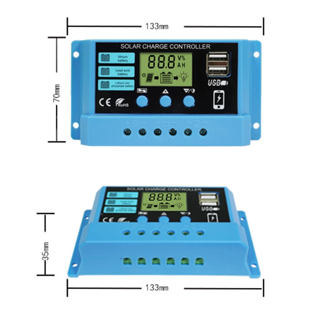 Solar Controller Photovoltaic System Accessories 12V/24V Solar Charging Controller Durable LCD Display Controller
Solar Controller Photovoltaic System Accessories 12V/24V Solar Charging Controller Durable LCD Display Controller