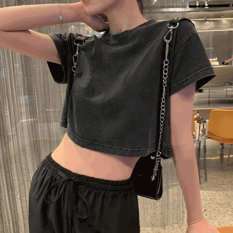 Vintage do old women's short sleeve T-shirt 2023 new Korean version high waist short crop top isn't
Vintage do old women's short sleeve T-shirt 2023 new Korean version high waist short crop top isn't