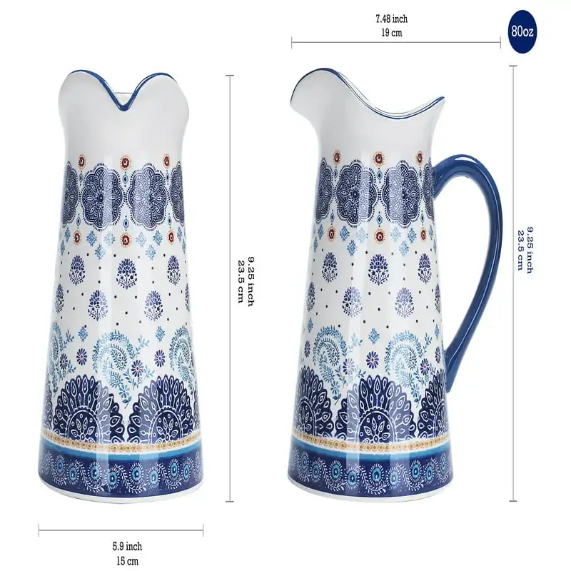 Talavera Ceramic 2.5 Quarts Pitcher with Handle, Decorative Vase for Flower Arrangements, Dishwasher Safe
Talavera Ceramic 2.5 Quarts Pitcher with Handle, Decorative Vase for Flower Arrangements, Dishwasher Safe