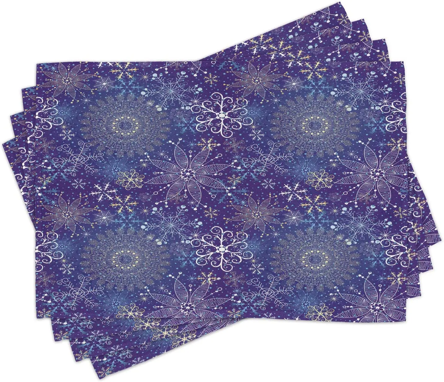 Dark Blue Place Mats Set of 4 Christmas Inspired Pattern with Ornate Curly Snowflakes Mandala Style Washable Fabric for Dining
Dark Blue Place Mats Set of 4 Christmas Inspired Pattern with Ornate Curly Snowflakes Mandala Style Washable Fabric for Dining