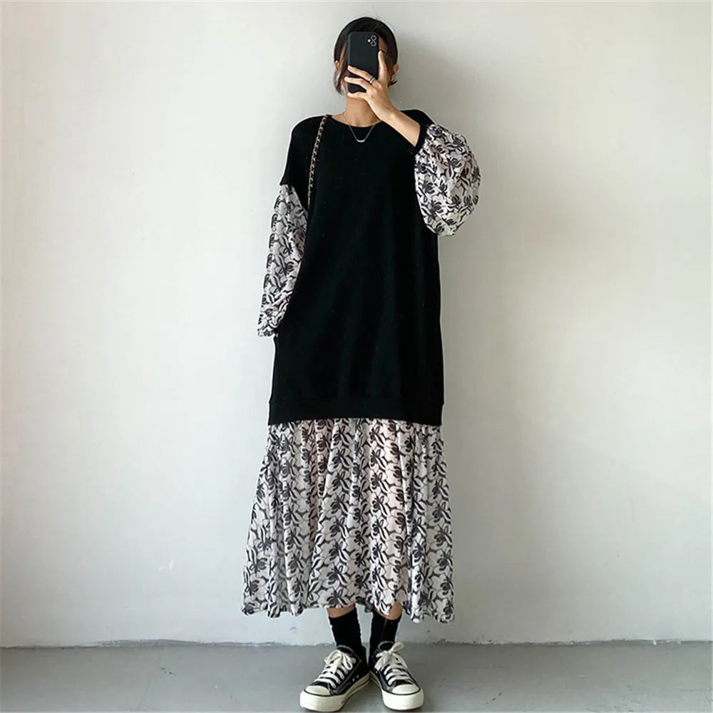 Fashion Women's Dress Spring 2022 New Japanese And Korean Floral Fake Two-piece Office Lady Casual Elegant Dresses For Women
Fashion Women's Dress Spring 2022 New Japanese And Korean Floral Fake Two-piece Office Lady Casual Elegant Dresses For Women
