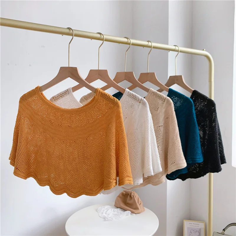 Ice Silk Hollow Knit Sunscreen Shawl Summer Air Conditioning Neck Protection Cape Outer Jacket Women Blouse
Ice Silk Hollow Knit Sunscreen Shawl Summer Air Conditioning Neck Protection Cape Outer Jacket Women Blouse