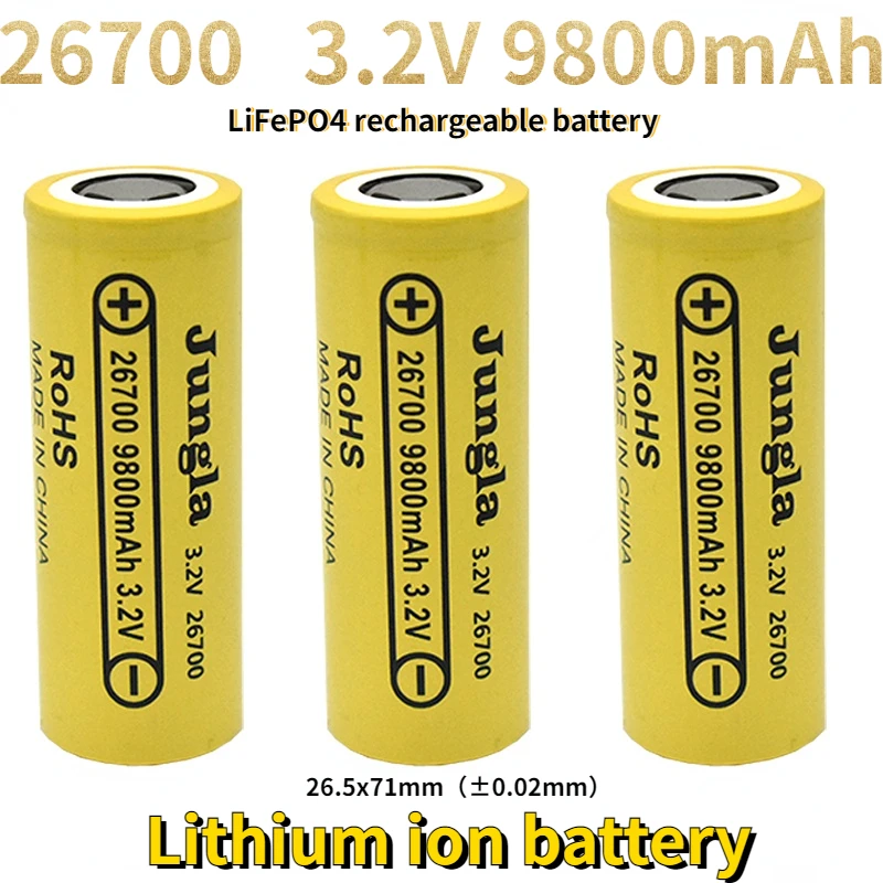 3.2V 26700 9800mAh LiFePO4 Battery 3C Continuous Discharge Maximum 5C High Power for Electric Car Scooter Energy Storage 
3.2V 26700 9800mAh LiFePO4 Battery 3C Continuous Discharge Maximum 5C High Power for Electric Car Scooter Energy Storage