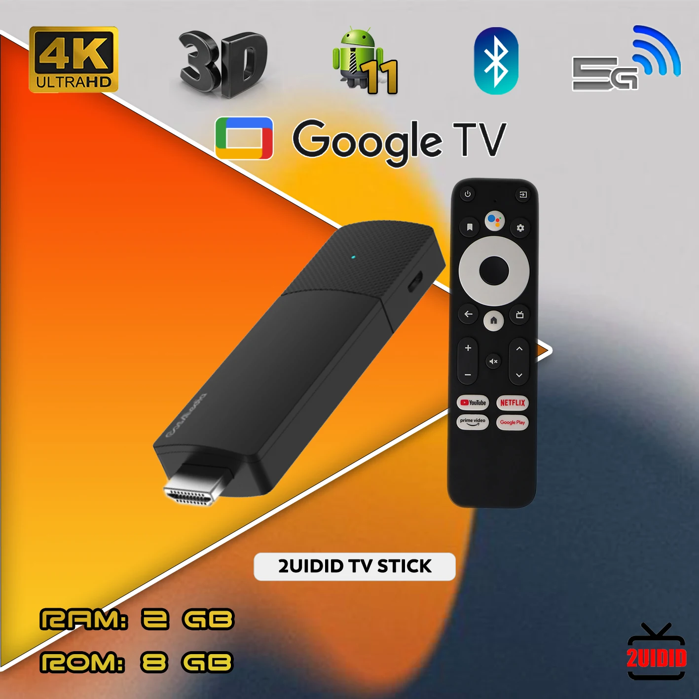 2UIDID Android 11 4K TV Stick with Dolby Audio 2+8G Google Certified Google TV Stream Media Receiver Stick Home Media Player
2UIDID Android 11 4K TV Stick with Dolby Audio 2+8G Google Certified Google TV Stream Media Receiver Stick Home Media Player