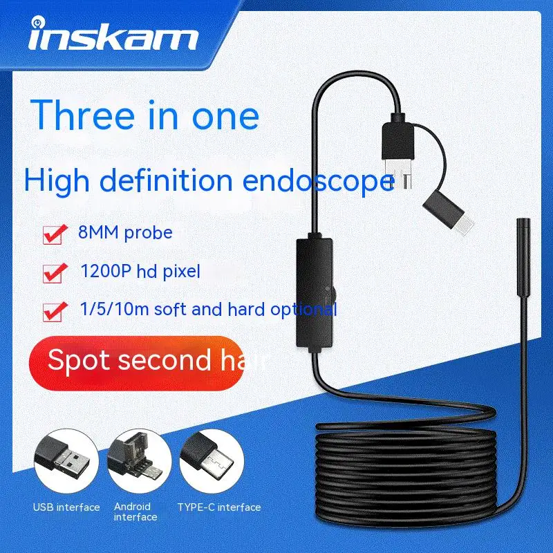 TYPE-C USB Android phone endoscope 8MM screw head 10m waterproof Mobile endoscope Android 1200p 30FPS 8LED 70° 500W engine Q24
TYPE-C USB Android phone endoscope 8MM screw head 10m waterproof Mobile endoscope Android 1200p 30FPS 8LED 70° 500W engine Q24