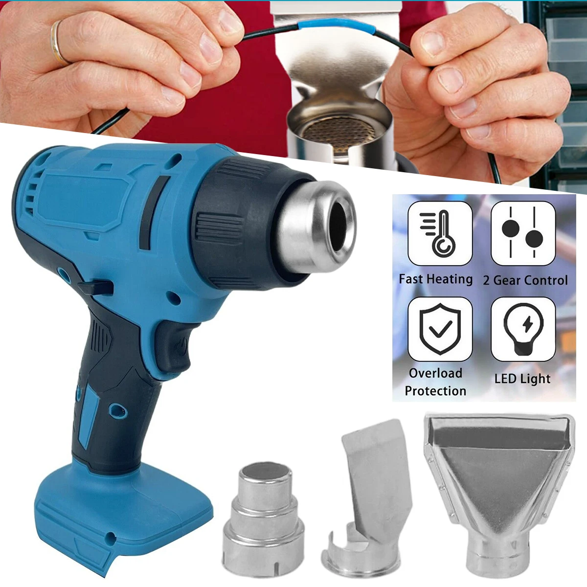 Battery Power Tool Hot Air Gun Cordless Handheld Hotgun Air 2500W Electric Air Heater W/ 3 Nozzles Electric Heat For 18V Lithium
Battery Power Tool Hot Air Gun Cordless Handheld Hotgun Air 2500W Electric Air Heater W/ 3 Nozzles Electric Heat For 18V Lithium