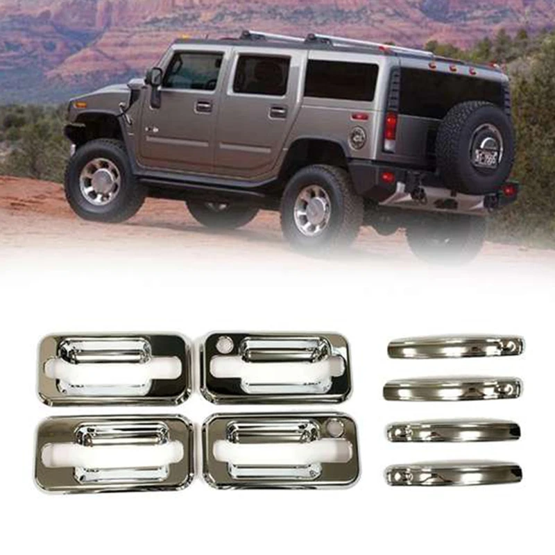 8PC/Set Front+Rear Chrome Door Handle Cover Without Passenger Key Hole Exterior Covers For Hummer H2 SUV SUT 03-09
8PC/Set Front+Rear Chrome Door Handle Cover Without Passenger Key Hole Exterior Covers For Hummer H2 SUV SUT 03-09