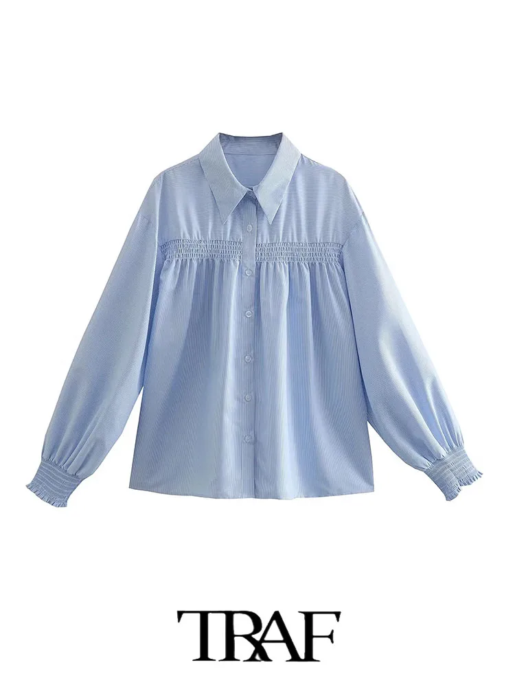 TRAF ZA&ree 2022 Casual Shirt Women Summer New Blue Pinstripe Long Sleeve Elastic Shirt Woman Long Sleeve Casual Loose Shirts
TRAF ZA&ree 2022 Casual Shirt Women Summer New Blue Pinstripe Long Sleeve Elastic Shirt Woman Long Sleeve Casual Loose Shirts