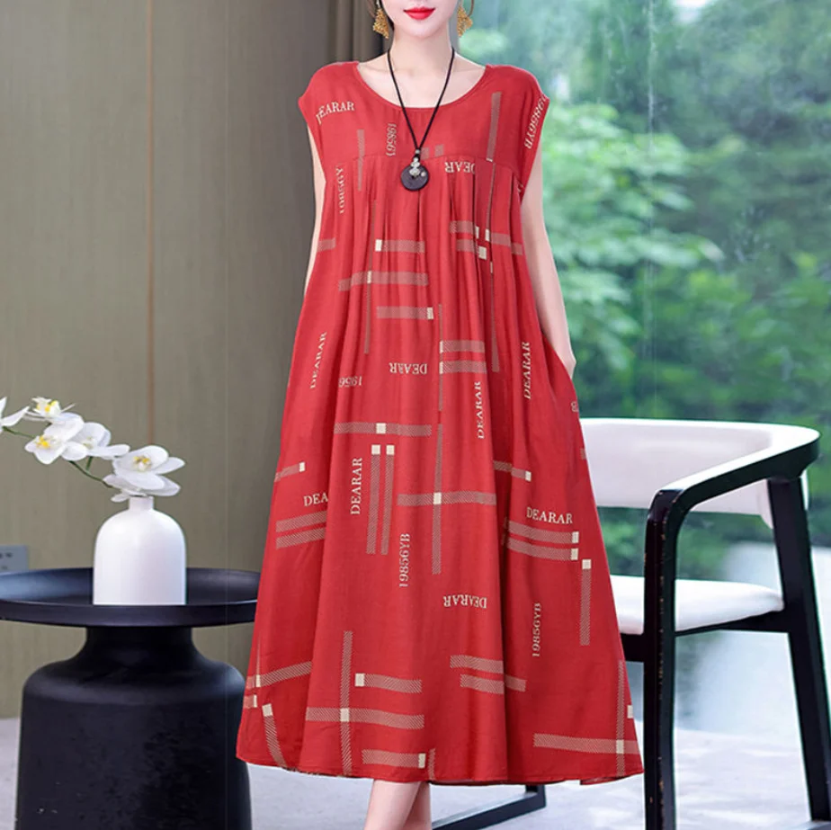 Beadon Summer New Women's Cotton Silk Dress Cover Belly Cover Meat Cover Loose O-Neck Sleeveless New Skirts
Beadon Summer New Women's Cotton Silk Dress Cover Belly Cover Meat Cover Loose O-Neck Sleeveless New Skirts