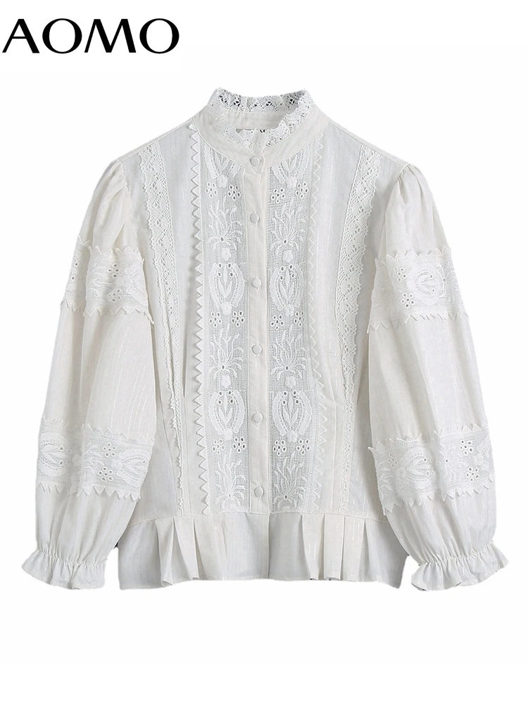 AOMO Women Retro Lace Patchwork White Embroidery Blouse Shirt Lantern Long Sleeve 2022 Chic Female Shirt CE40A
AOMO Women Retro Lace Patchwork White Embroidery Blouse Shirt Lantern Long Sleeve 2022 Chic Female Shirt CE40A