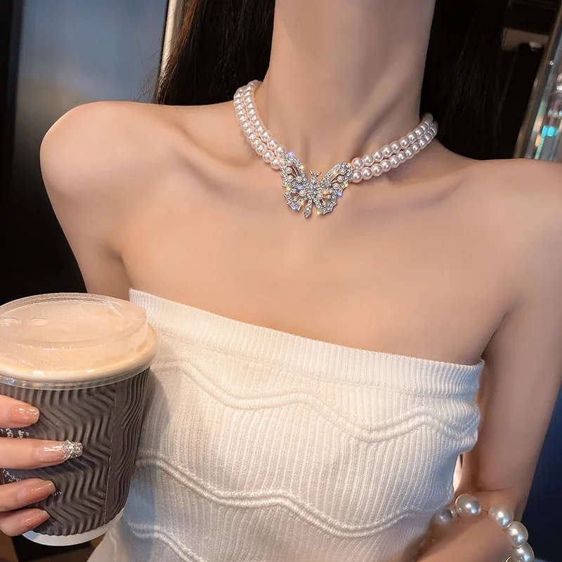 New Butterfly Pearl Necklace Layered Wear Elegant Clavicle Chain French Chain Women Necklace for Women Charm Fashion Jewelry
New Butterfly Pearl Necklace Layered Wear Elegant Clavicle Chain French Chain Women Necklace for Women Charm Fashion Jewelry