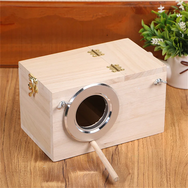 

Домик для домашних животных, деревянная боковая открывающаяся коробка для разведения птиц, гнездо, кормушка Budgerigar инкубатор для попугаев, птичья клетка