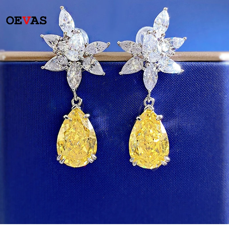 OEVAS 100% 925 Sterling Silver Sparkling 8*12 Yellow Water Drop High Carbon Diamond Drop Earrings For Women Party Fine Jewelry
OEVAS 100% 925 Sterling Silver Sparkling 8*12 Yellow Water Drop High Carbon Diamond Drop Earrings For Women Party Fine Jewelry