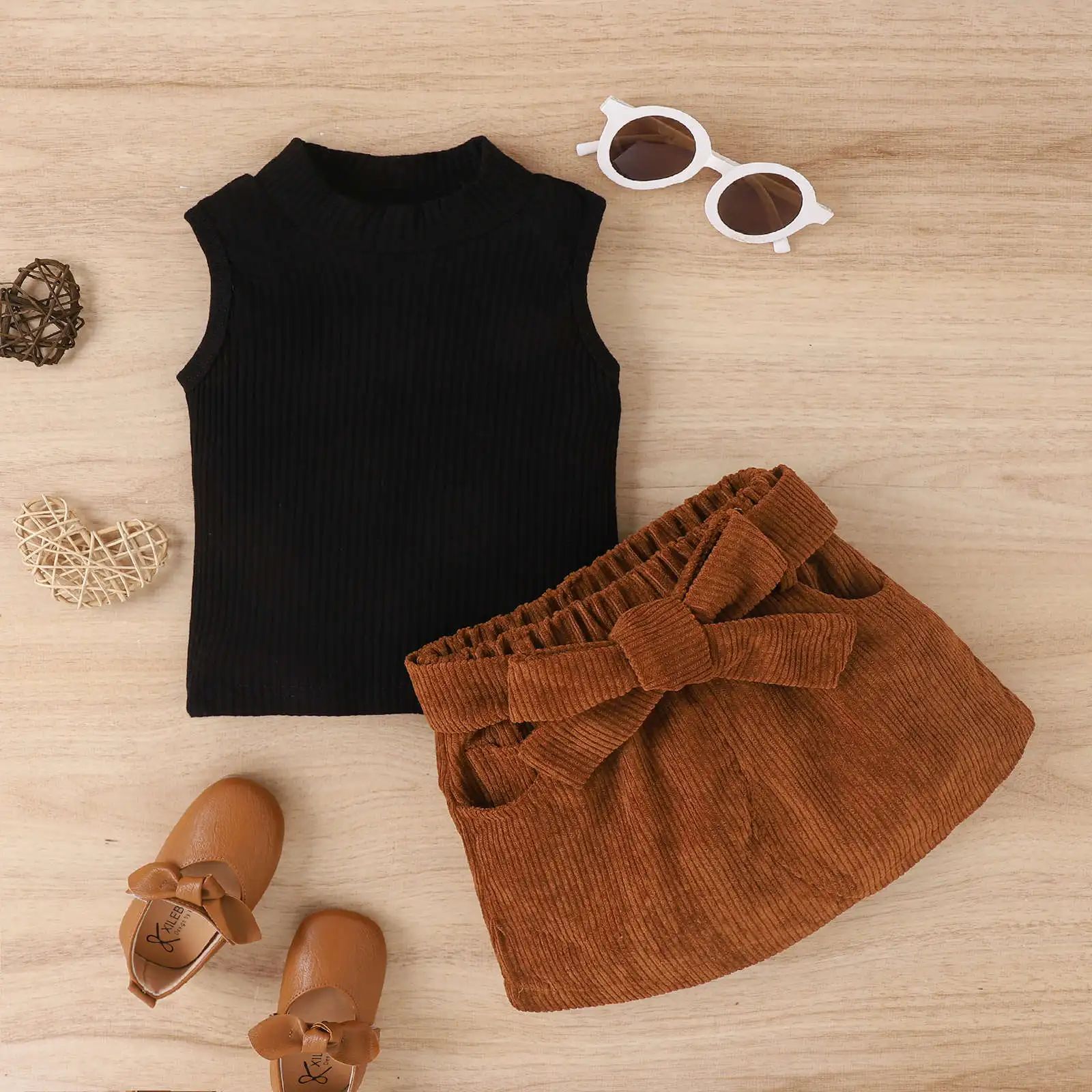 Summer Kids Toddler Sets 2pcs For Baby Girl Bow Knit Tank Tops+Corduroy Mini Skirt Matching Sets Street Style Children Clothes
Summer Kids Toddler Sets 2pcs For Baby Girl Bow Knit Tank Tops+Corduroy Mini Skirt Matching Sets Street Style Children Clothes