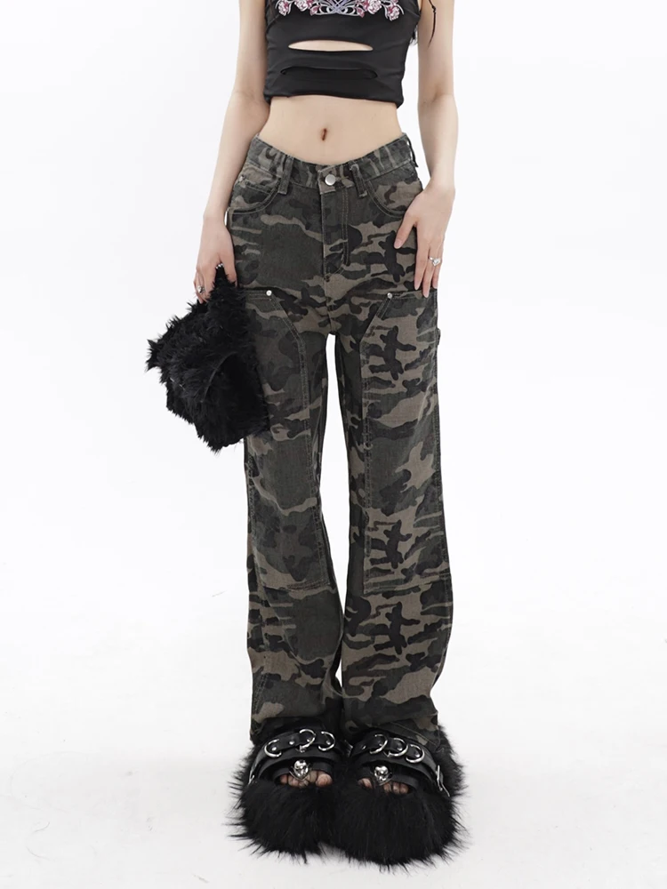 Camouflage Colors Women's Cargo Jeans High Waist Streetwear Baggy Straight Vintage Denim Trouser Wide Leg Chic Design Jean Pants 
Camouflage Colors Women's Cargo Jeans High Waist Streetwear Baggy Straight Vintage Denim Trouser Wide Leg Chic Design Jean Pants