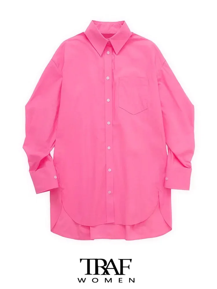 TRAF Women Fashion Patch Pocket Oversized Poplin Shirts Vintage Long Sleeve Button-up Female Blouses Blusas Chic Tops
TRAF Women Fashion Patch Pocket Oversized Poplin Shirts Vintage Long Sleeve Button-up Female Blouses Blusas Chic Tops