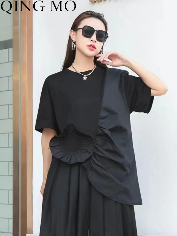 QING MO Short Sleeve T-shirt Women 2023 Summer New Irregular Three-dimensional Flower Pleated Loose Patchwork Top Tide ZXF1714
QING MO Short Sleeve T-shirt Women 2023 Summer New Irregular Three-dimensional Flower Pleated Loose Patchwork Top Tide ZXF1714