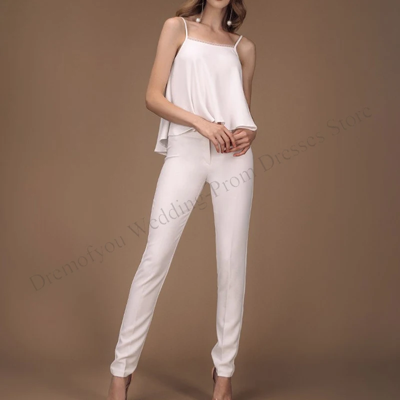 Pantsuit Wedding Dress for Women Ivory Spaghetti Strap Sleeveless Ankle-Length Sheath Simple Elegant Prom Party Evening 2023 New
Pantsuit Wedding Dress for Women Ivory Spaghetti Strap Sleeveless Ankle-Length Sheath Simple Elegant Prom Party Evening 2023 New