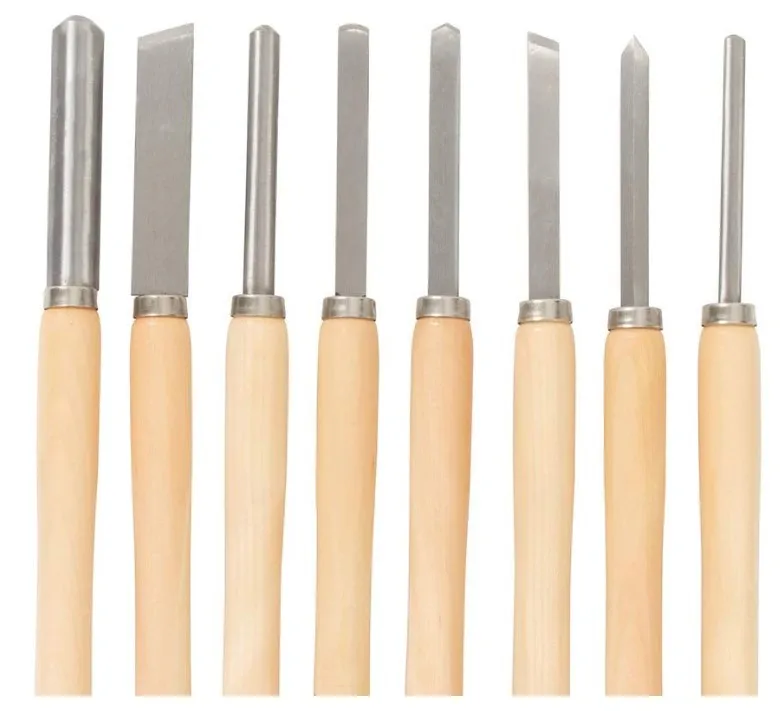 

8pcs Woodworking Turning Tool Handheld Set Extended Lathe Semicircular Knife Wood Rotary Turning Tool Inclined Knife Wood Chisel