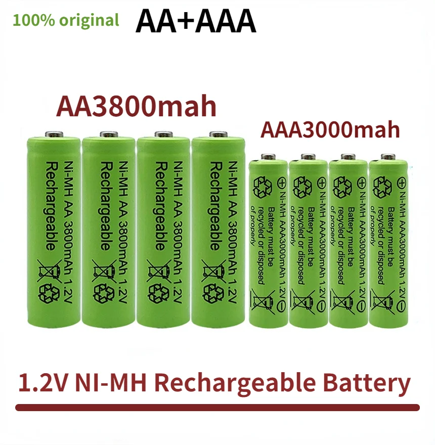 1.2V AA 3800mAh NI-MH Rechargeable Batteries+AAA battery 3000 mAh Rechageable battery NI-MH 1.2 V AAA battery
1.2V AA 3800mAh NI-MH Rechargeable Batteries+AAA battery 3000 mAh Rechageable battery NI-MH 1.2 V AAA battery