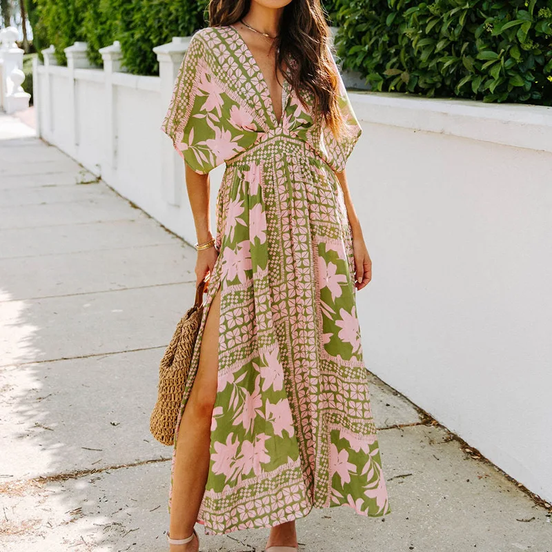 2023 Summer Long Dress High Waist Hot Girl Batwing Sleeve V-neck Printed Sexy Women's Dress for Women
2023 Summer Long Dress High Waist Hot Girl Batwing Sleeve V-neck Printed Sexy Women's Dress for Women
