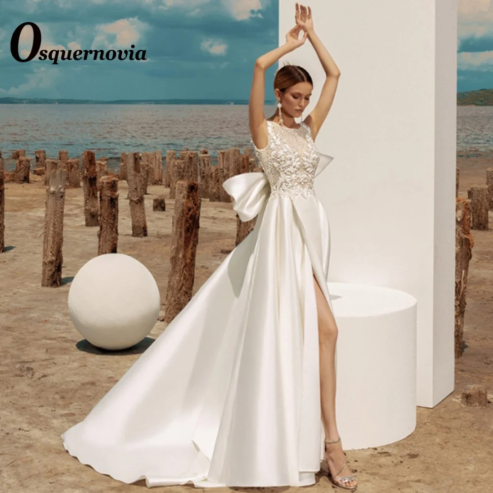 Osquernovia Stylish Slit A-line Bow Satin Wedding Dresses 2023 Scoop Appliques Backless Tank Robe De Mariée Made To Order
Osquernovia Stylish Slit A-line Bow Satin Wedding Dresses 2023 Scoop Appliques Backless Tank Robe De Mariée Made To Order
