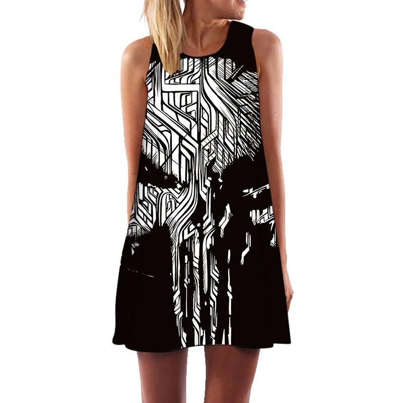 Summer Skull 3D Print Sundress Dress Women's Sleeveless Tunic Loose Chiffon Dress Vintage Boho Beach Party Dress
Summer Skull 3D Print Sundress Dress Women's Sleeveless Tunic Loose Chiffon Dress Vintage Boho Beach Party Dress