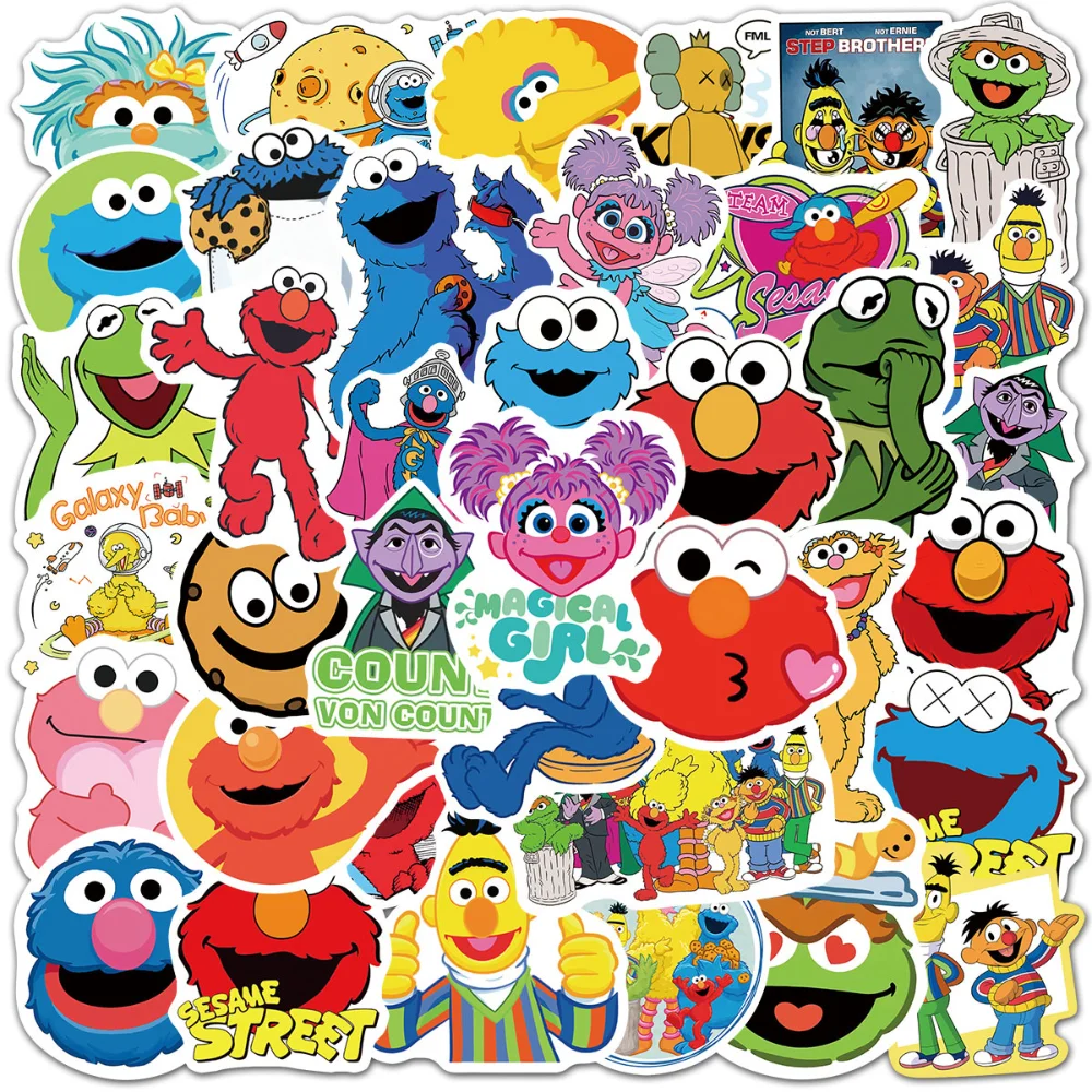 

10/50pcs Classic TV Show Sesame Street Stickers For Furniture Wall Desk DIY Chair Toy Car Trunk Computer TV Motorcycle