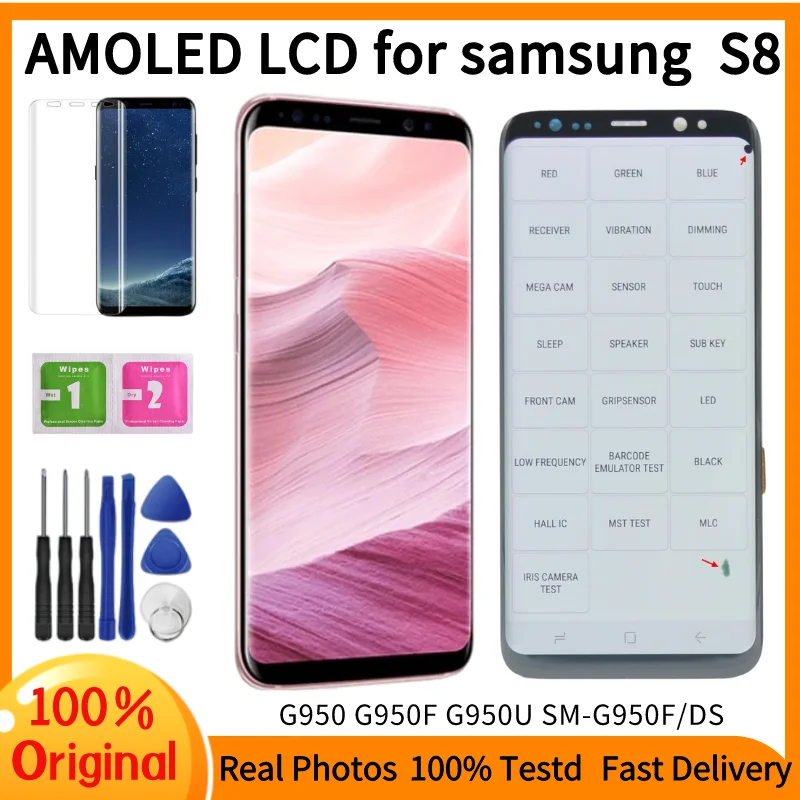 100% Original Amoled Display NO Frame For SAMSUNG Galaxy S8 LCD G950F G950U Display G950N G950FD LCD Touch Screen Replacement
100% Original Amoled Display NO Frame For SAMSUNG Galaxy S8 LCD G950F G950U Display G950N G950FD LCD Touch Screen Replacement