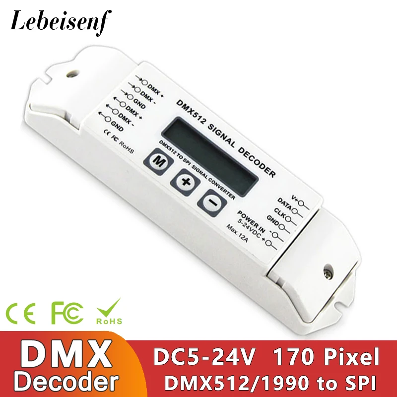 12A DC5V 12V 24V DMX Decoder Dimmer DMX512/1990 to SPI Data Signal Magic Color Controller Pixel Converter for LED RGB RGBW Strip
12A DC5V 12V 24V DMX Decoder Dimmer DMX512/1990 to SPI Data Signal Magic Color Controller Pixel Converter for LED RGB RGBW Strip