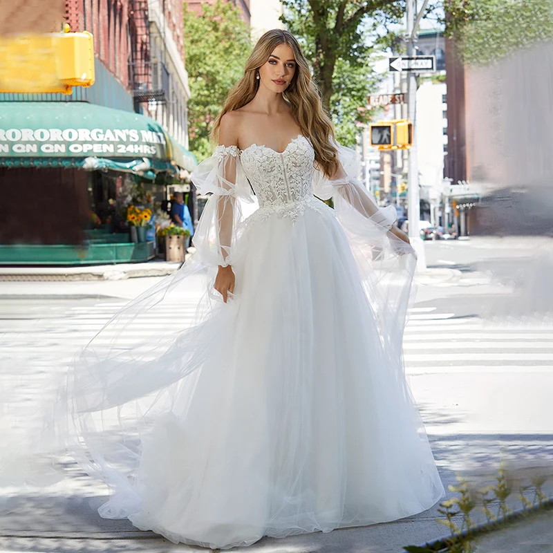 

Charming Sweetheart Neck Boho A-Line Wedding Dresses Sleeveless Sweep Train Bridal Gowns Vestido De Noiva Plus Size