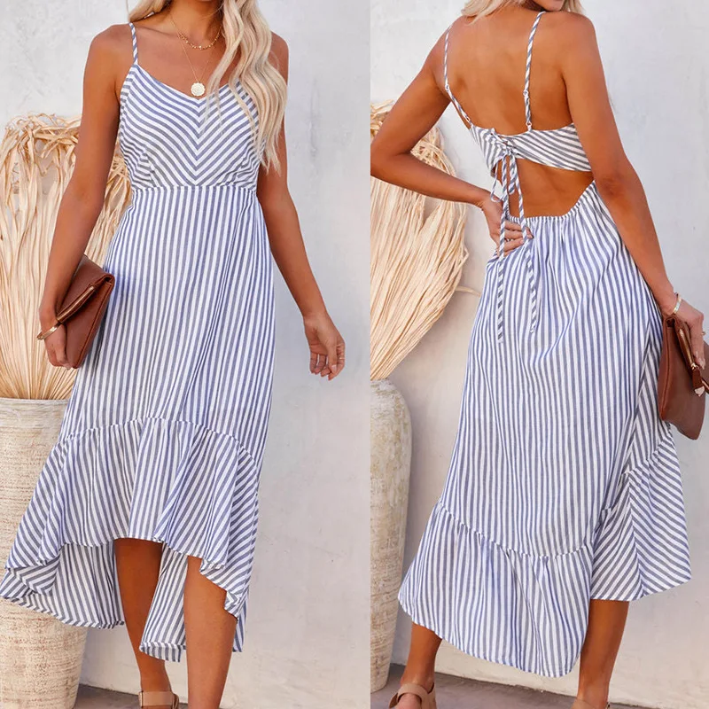 Chic and elegant woman dress 2022 summer new strapless backless sexy lace-up striped evening dress free shipping Woman clothes
Chic and elegant woman dress 2022 summer new strapless backless sexy lace-up striped evening dress free shipping Woman clothes
